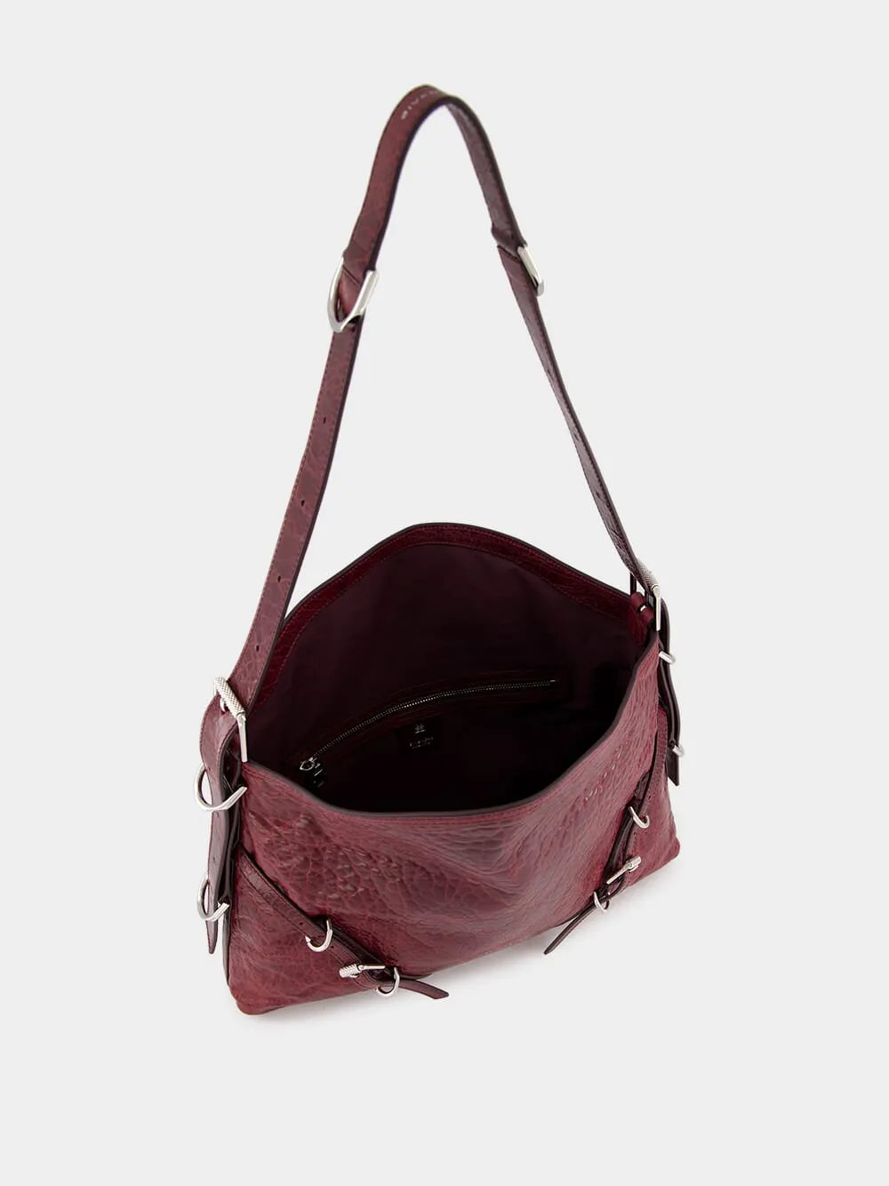 Burgundy Medium Voyou Leather Shoulder Bag