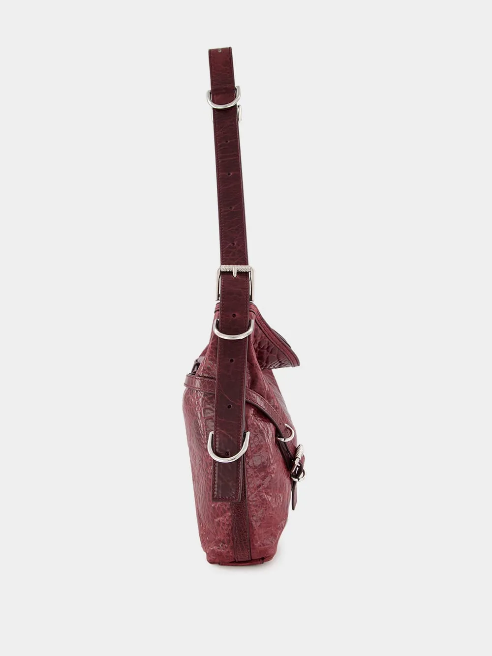 Burgundy Medium Voyou Leather Shoulder Bag