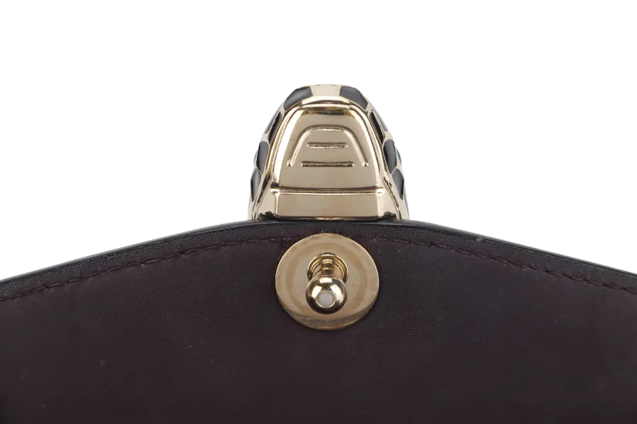 BVLGARI SERPENTI FOREVER (EK.D16.281230) CROSS BODY DARK BROWN LEATHER GOLD HARDWARE WITH MIRROR AND DUST COVER