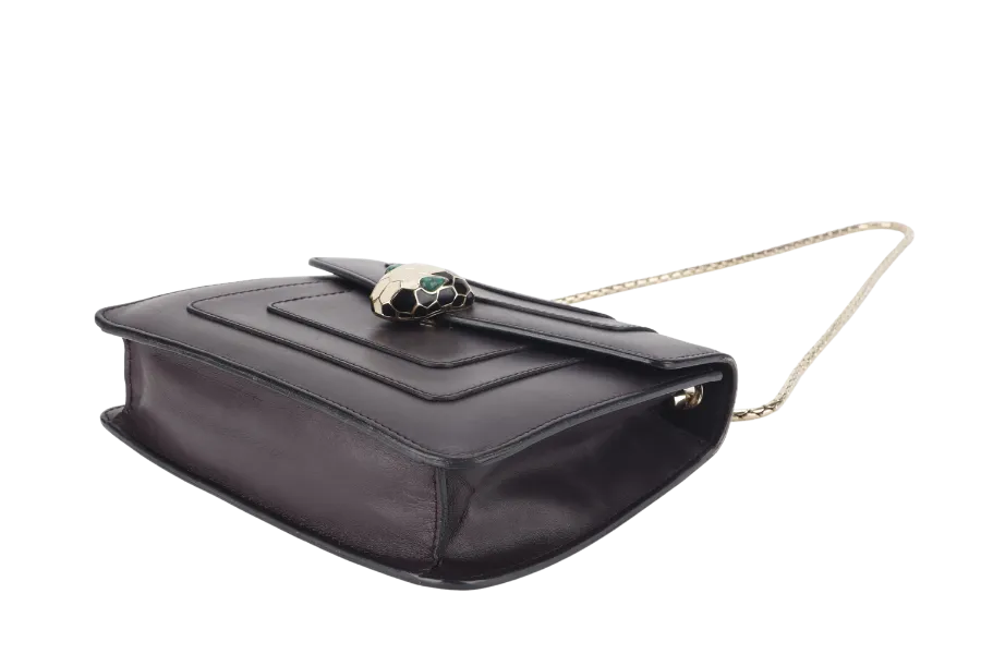 BVLGARI SERPENTI FOREVER (EK.D16.281230) CROSS BODY DARK BROWN LEATHER GOLD HARDWARE WITH MIRROR AND DUST COVER