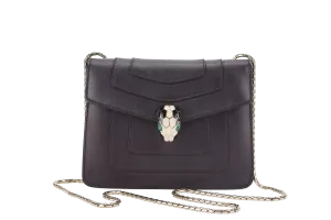 BVLGARI SERPENTI FOREVER (EK.D16.281230) CROSS BODY DARK BROWN LEATHER GOLD HARDWARE WITH MIRROR AND DUST COVER
