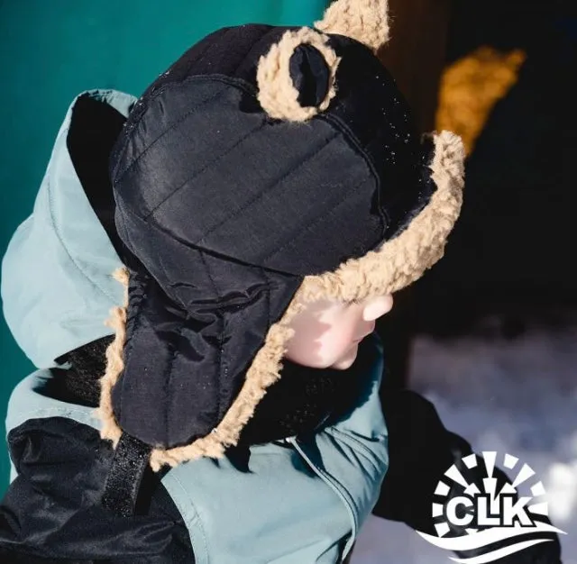 Calikids Nylon Bear Puffer Hat In Colour Black : Size S to L