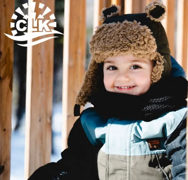 Calikids Nylon Bear Puffer Hat In Colour Black : Size S to L