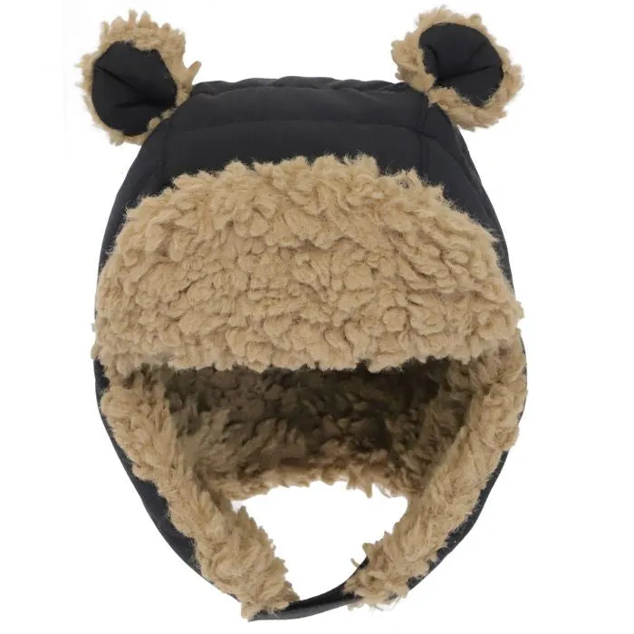 Calikids Nylon Bear Puffer Hat In Colour Black : Size S to L