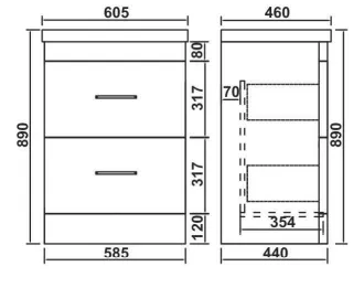 Camber 600mm Waterproof Curved Door PVC Vanity Unit and Basin