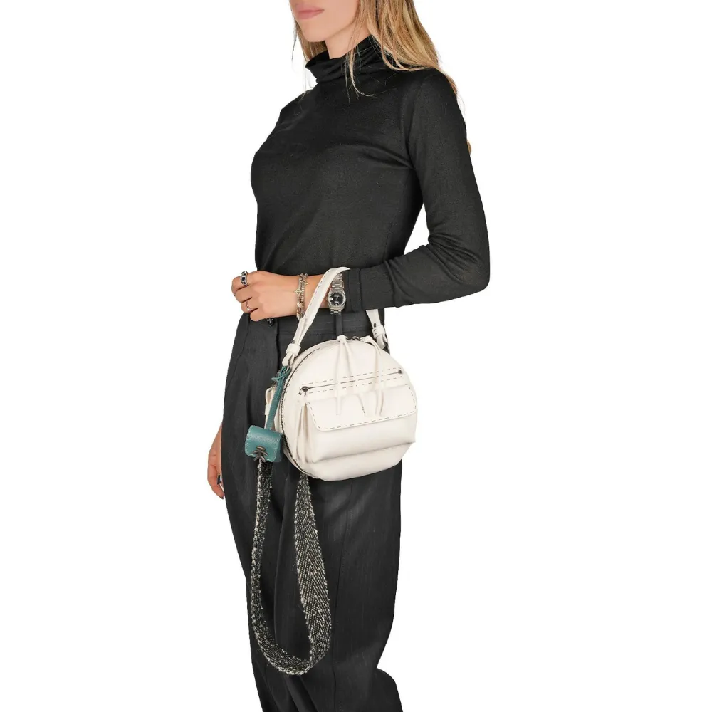 Cappelliera Pocket M Spiga Old Iron in Bianco