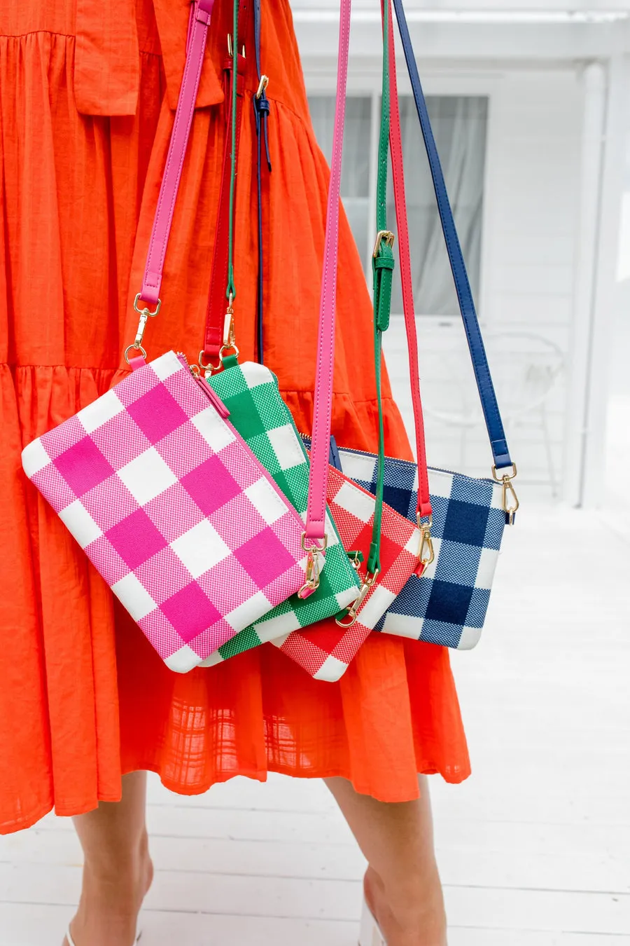 Capri Green/white Gingham Crossbody large