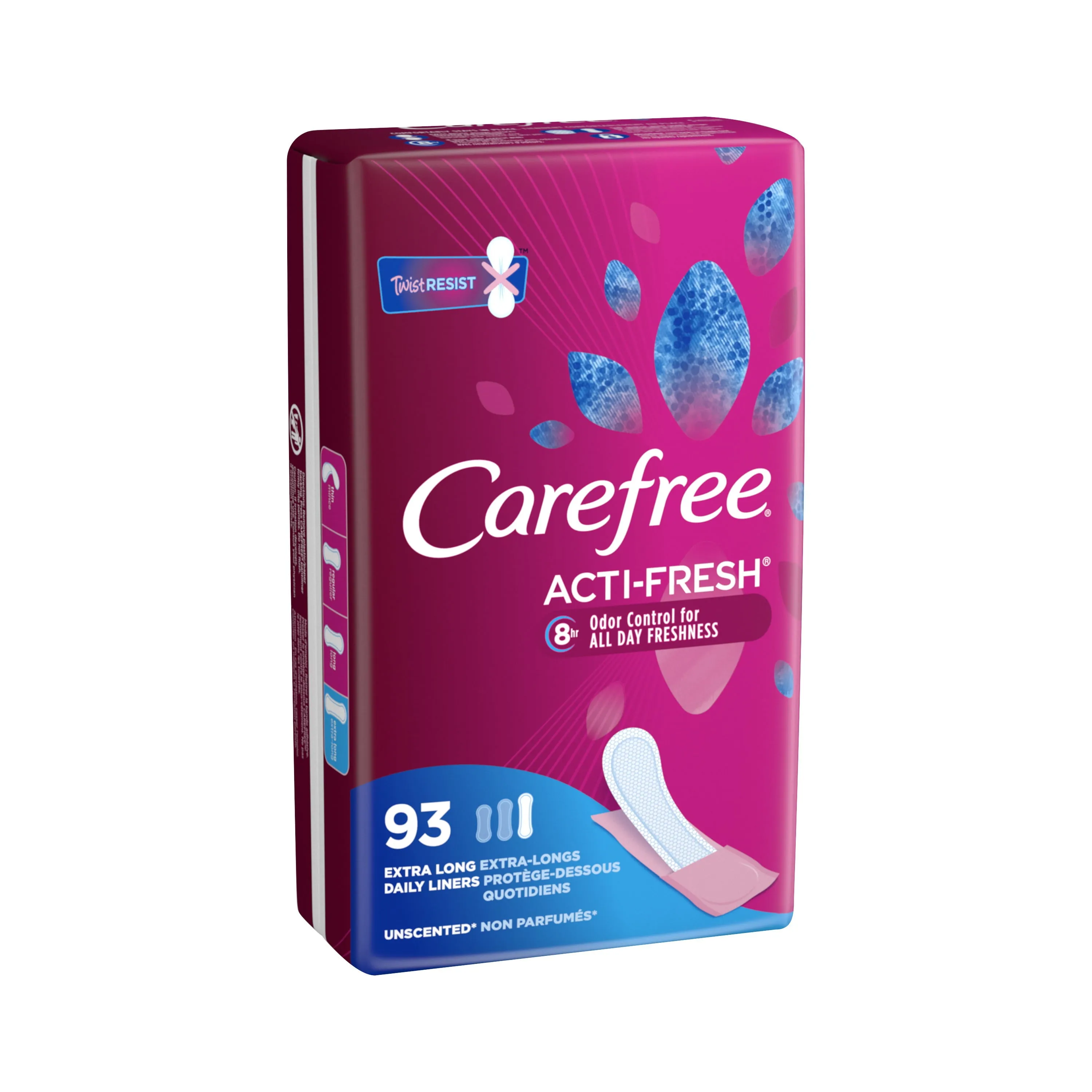 Carefree Acti-Fresh Thin Panty Liners, Extra Long, 93 Count