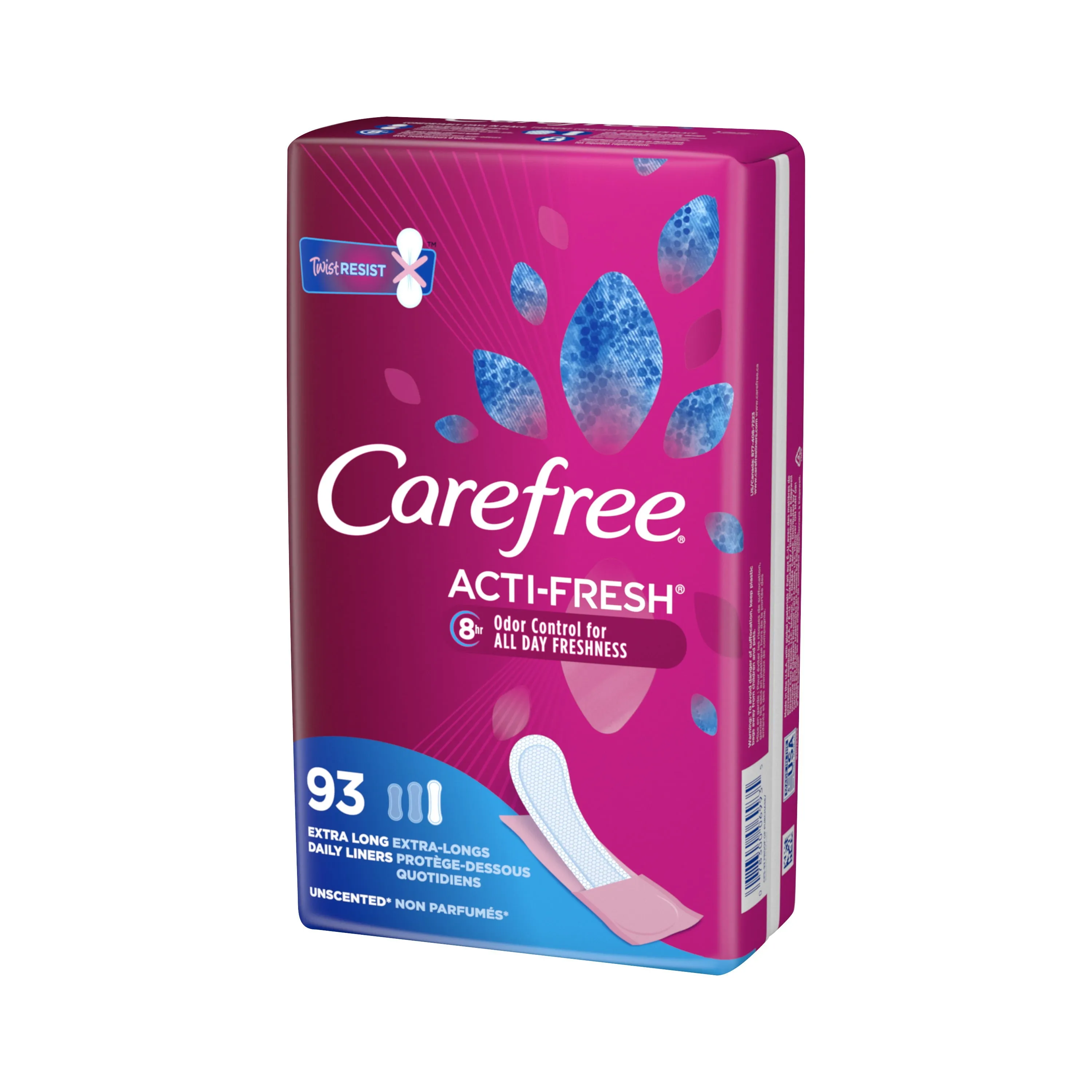 Carefree Acti-Fresh Thin Panty Liners, Extra Long, 93 Count