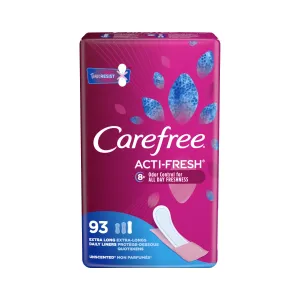 Carefree Acti-Fresh Thin Panty Liners, Extra Long, 93 Count