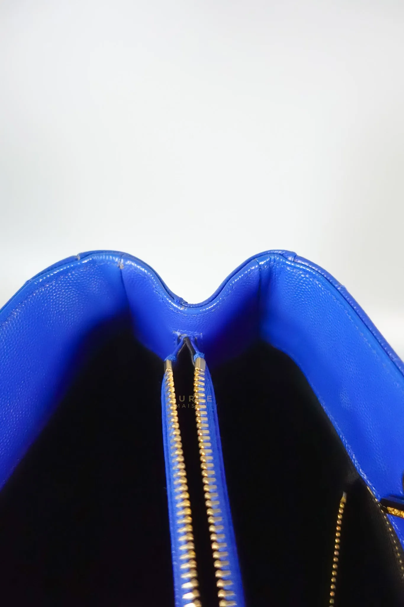 Cassandre Electric Blue Chevrone Quilted Leather Chain Bag