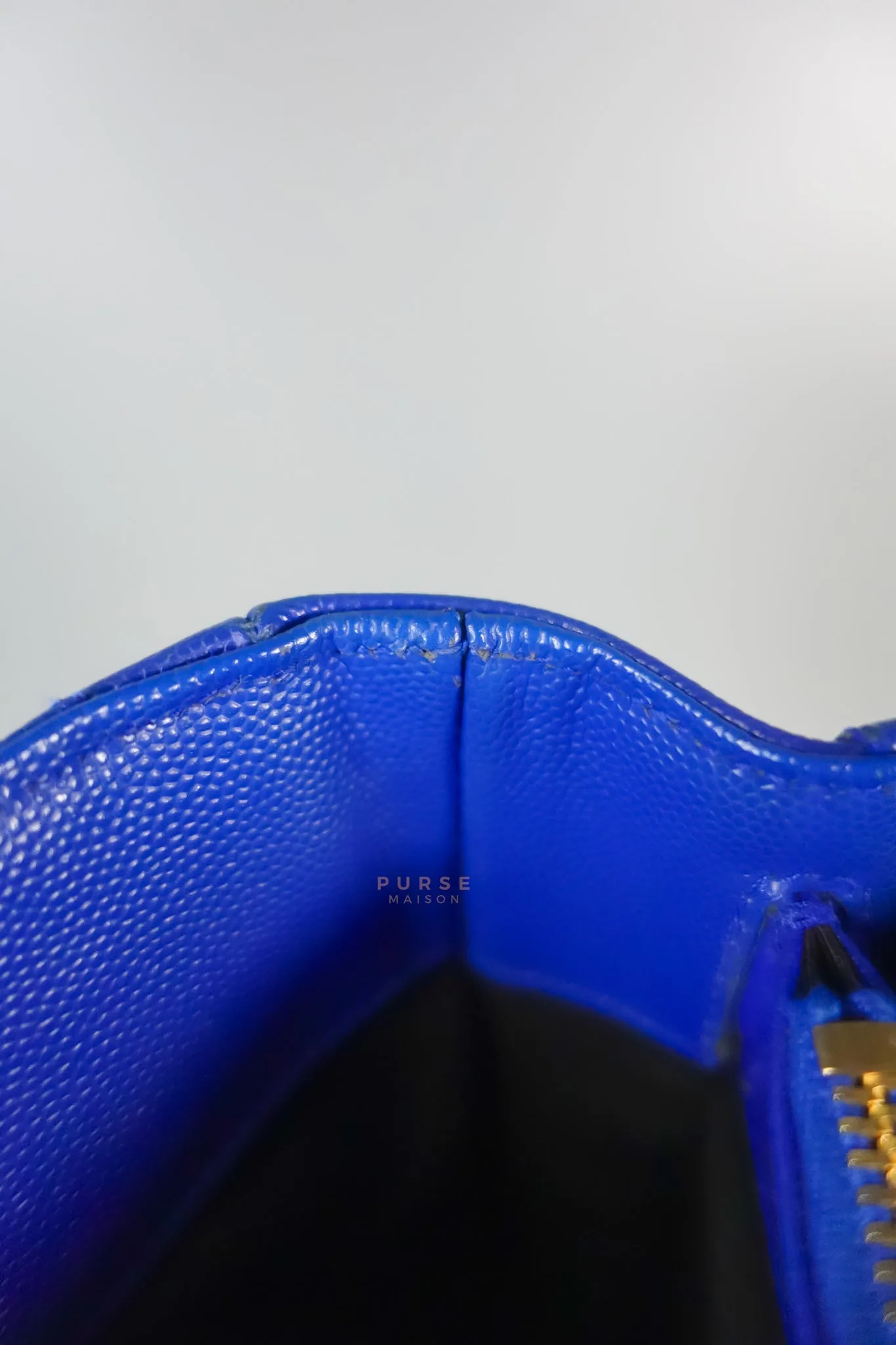 Cassandre Electric Blue Chevrone Quilted Leather Chain Bag