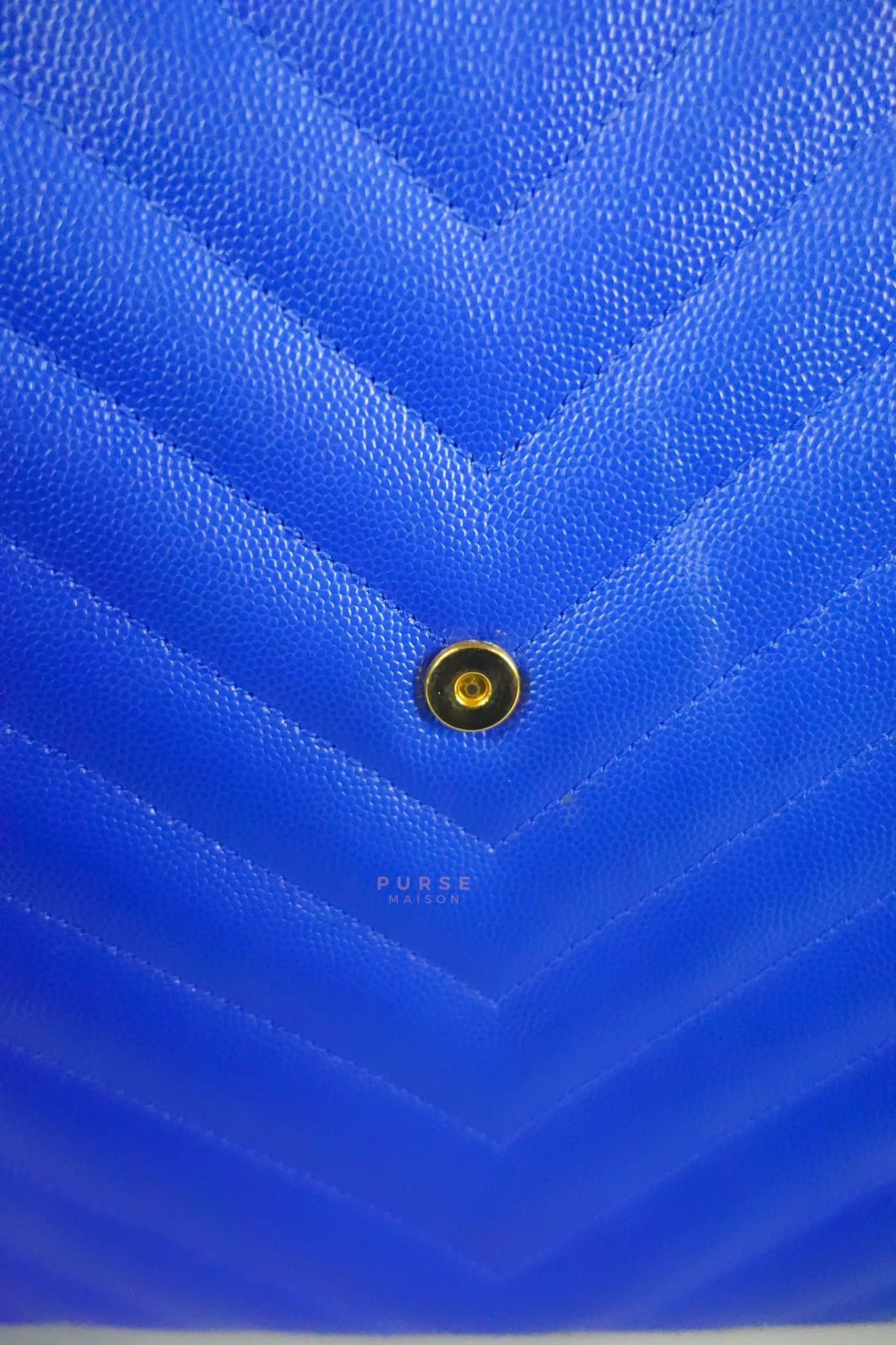 Cassandre Electric Blue Chevrone Quilted Leather Chain Bag