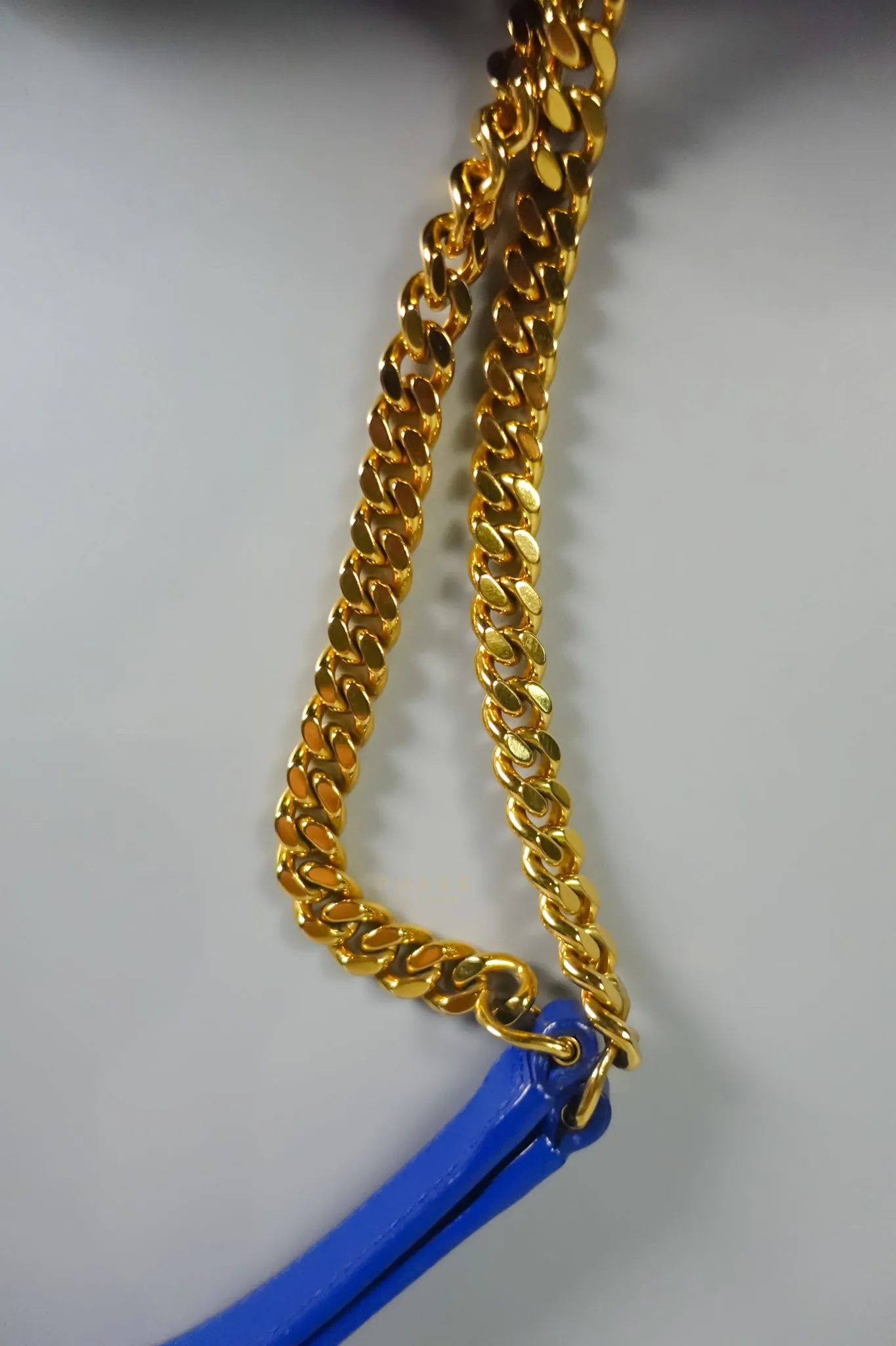 Cassandre Electric Blue Chevrone Quilted Leather Chain Bag