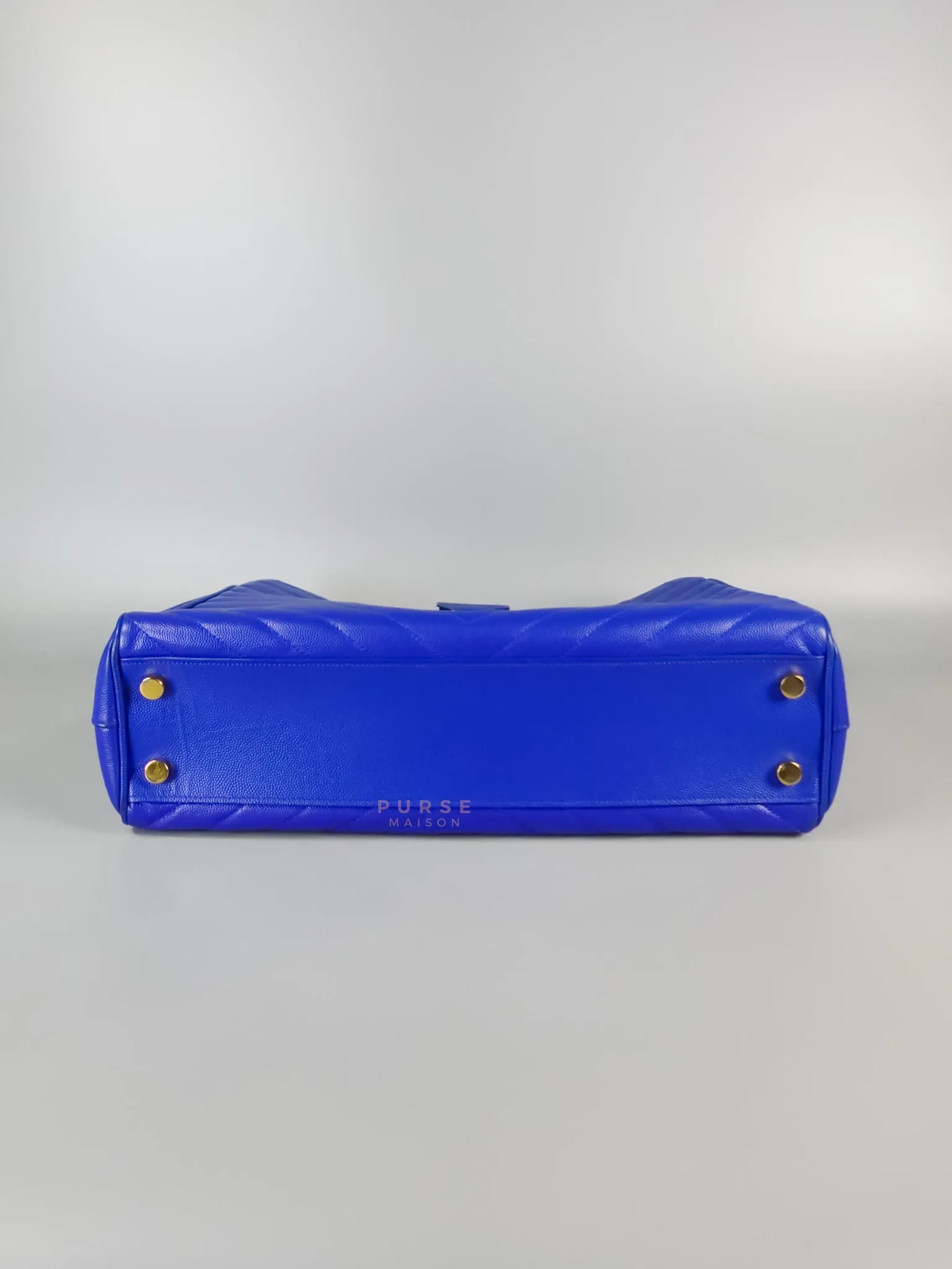 Cassandre Electric Blue Chevrone Quilted Leather Chain Bag
