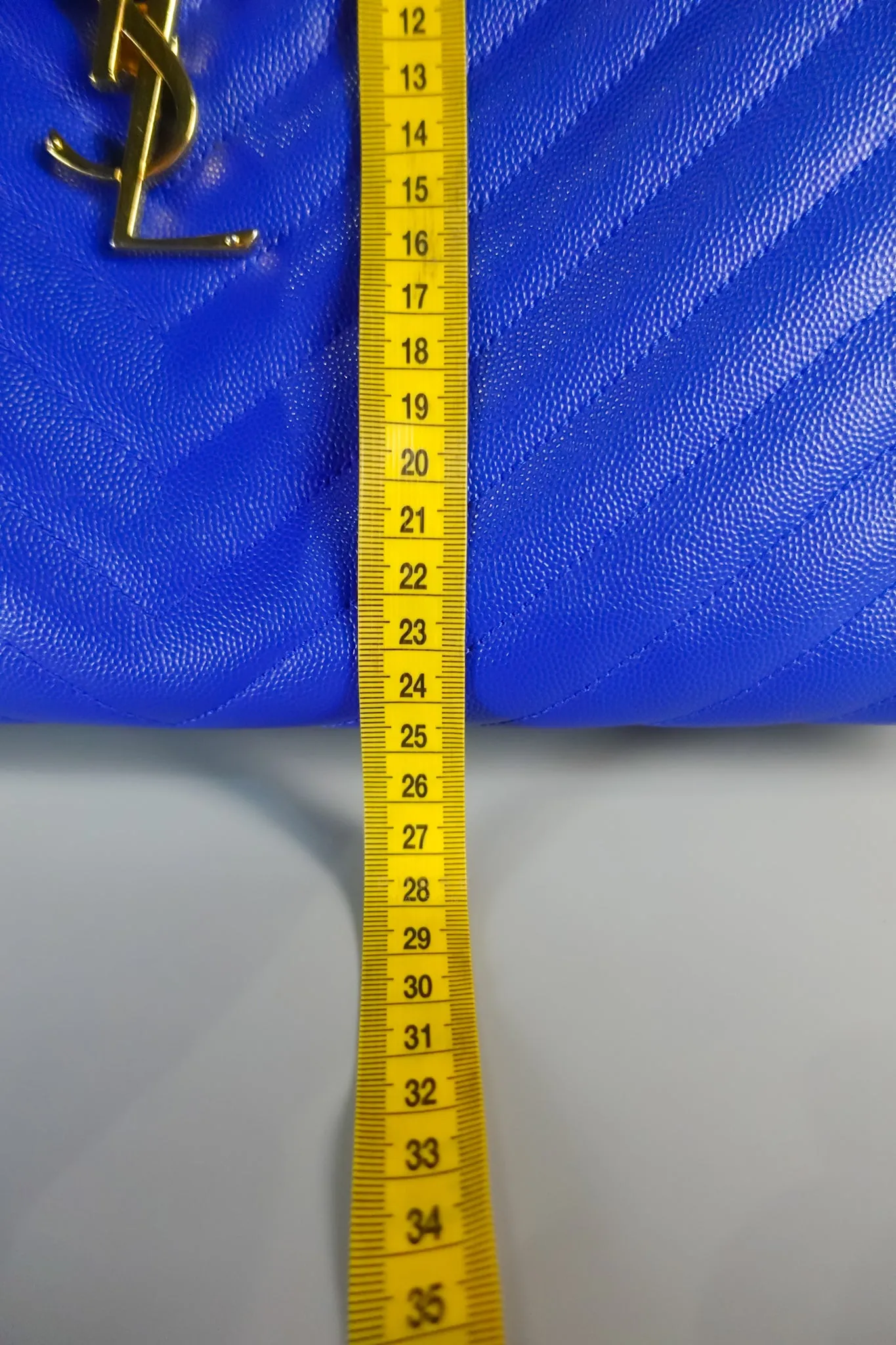 Cassandre Electric Blue Chevrone Quilted Leather Chain Bag