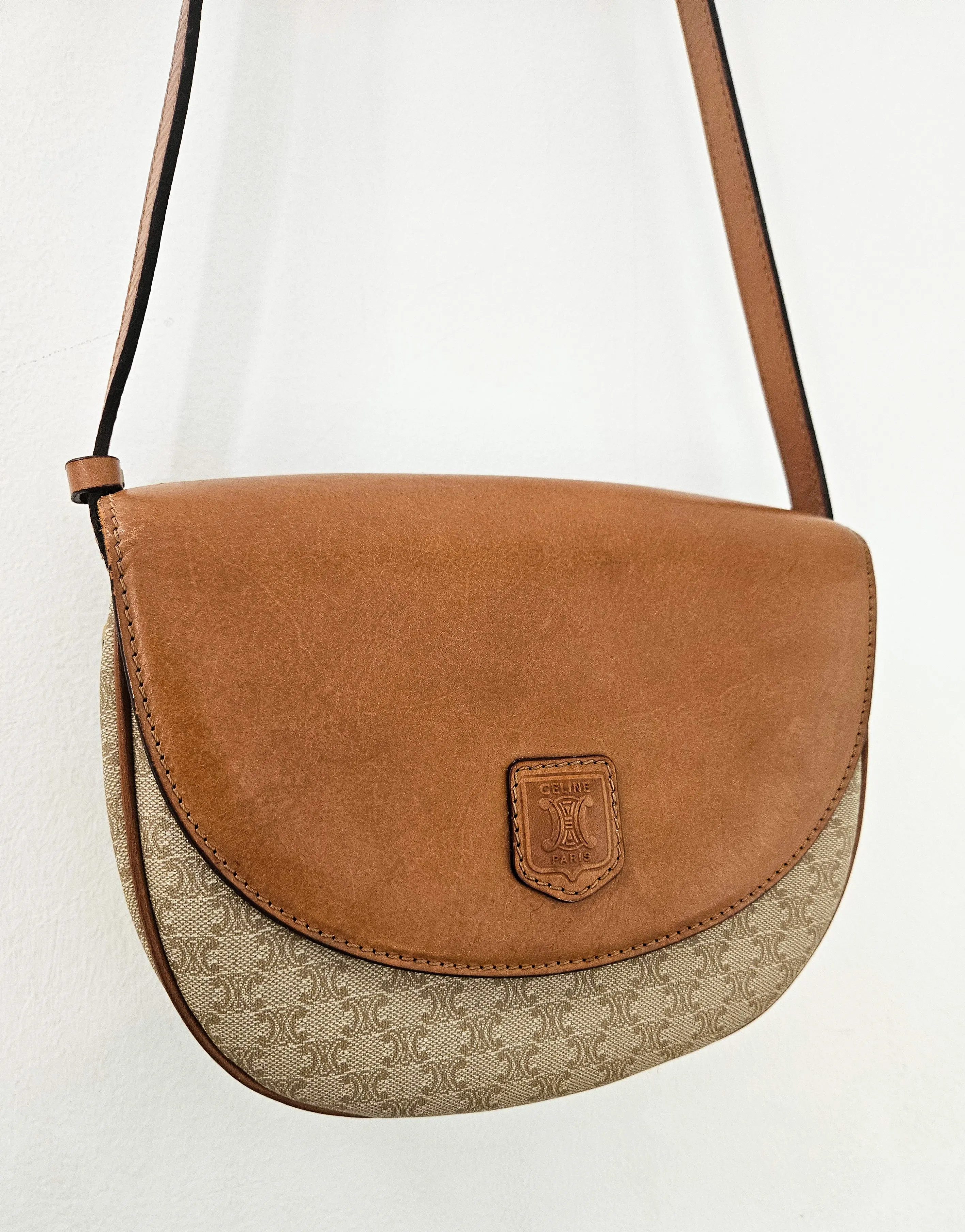 Celine Vintage Coated Canvas Crossbody Bag