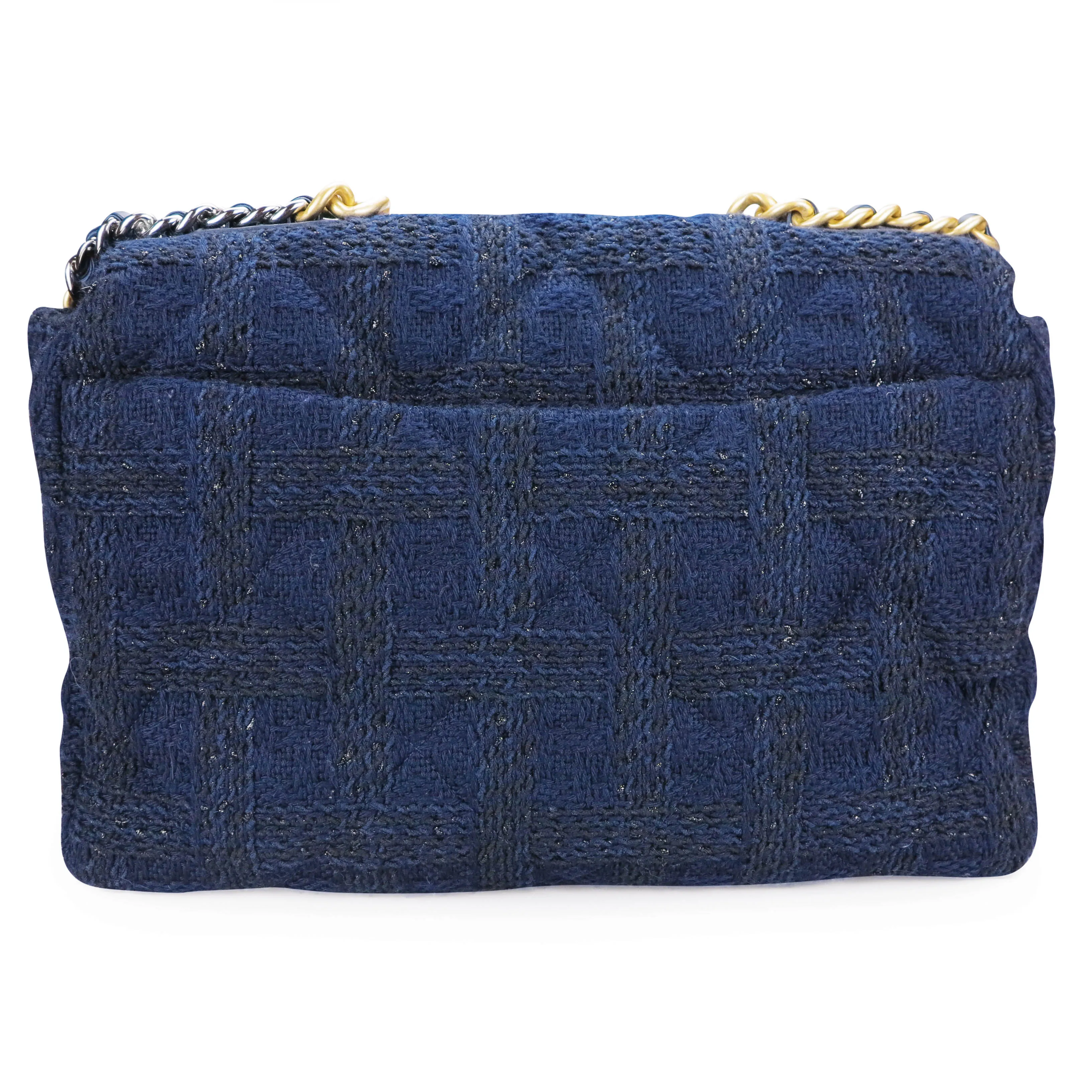 Chanel 19 Maxi Flap Bag in 20K Navy Black Tweed