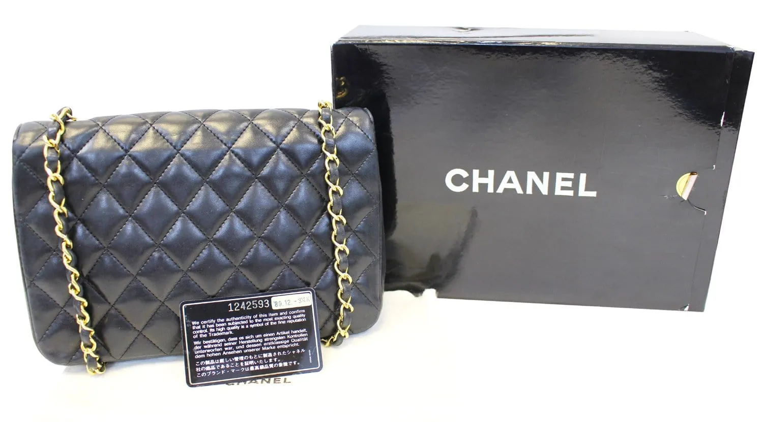 Chanel 9" Black Quilted Leather Shoulder Classic Flap Bag Vintage