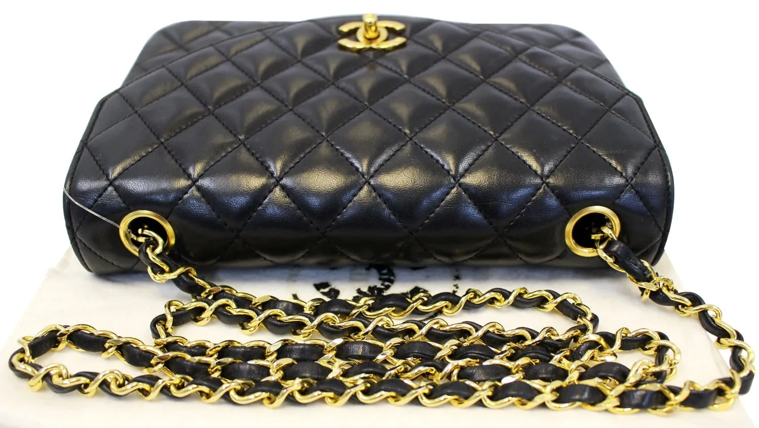 Chanel 9" Black Quilted Leather Shoulder Classic Flap Bag Vintage