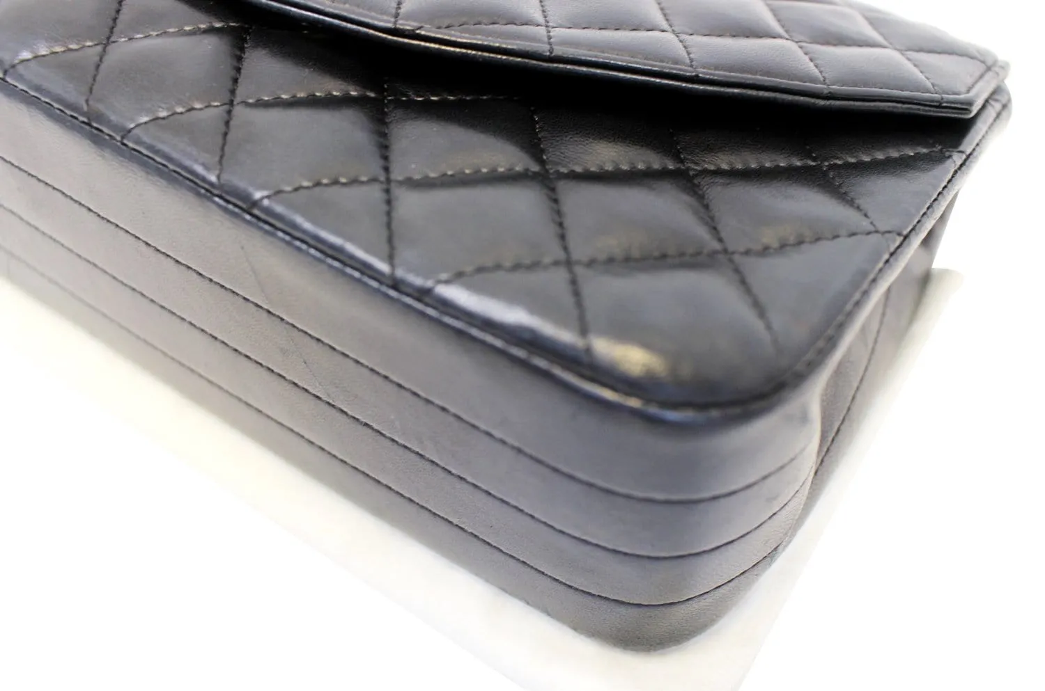 Chanel 9" Black Quilted Leather Shoulder Classic Flap Bag Vintage