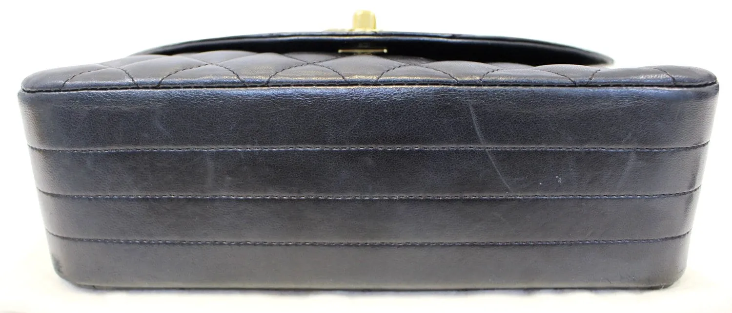 Chanel 9" Black Quilted Leather Shoulder Classic Flap Bag Vintage