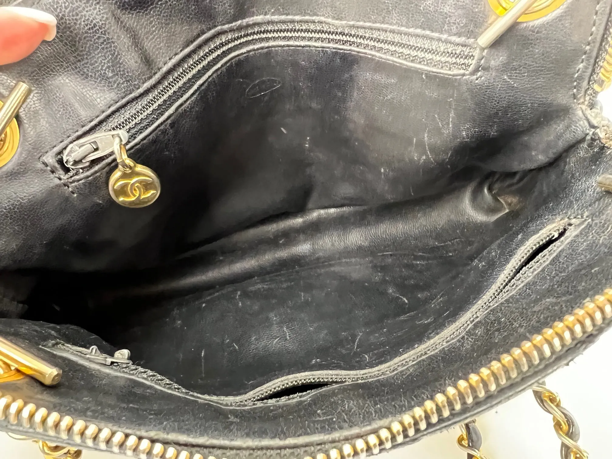 CHANEL Bag Quilted Lambskin Leather Chain Vintage Black Mini Shoulder Bag Preowned