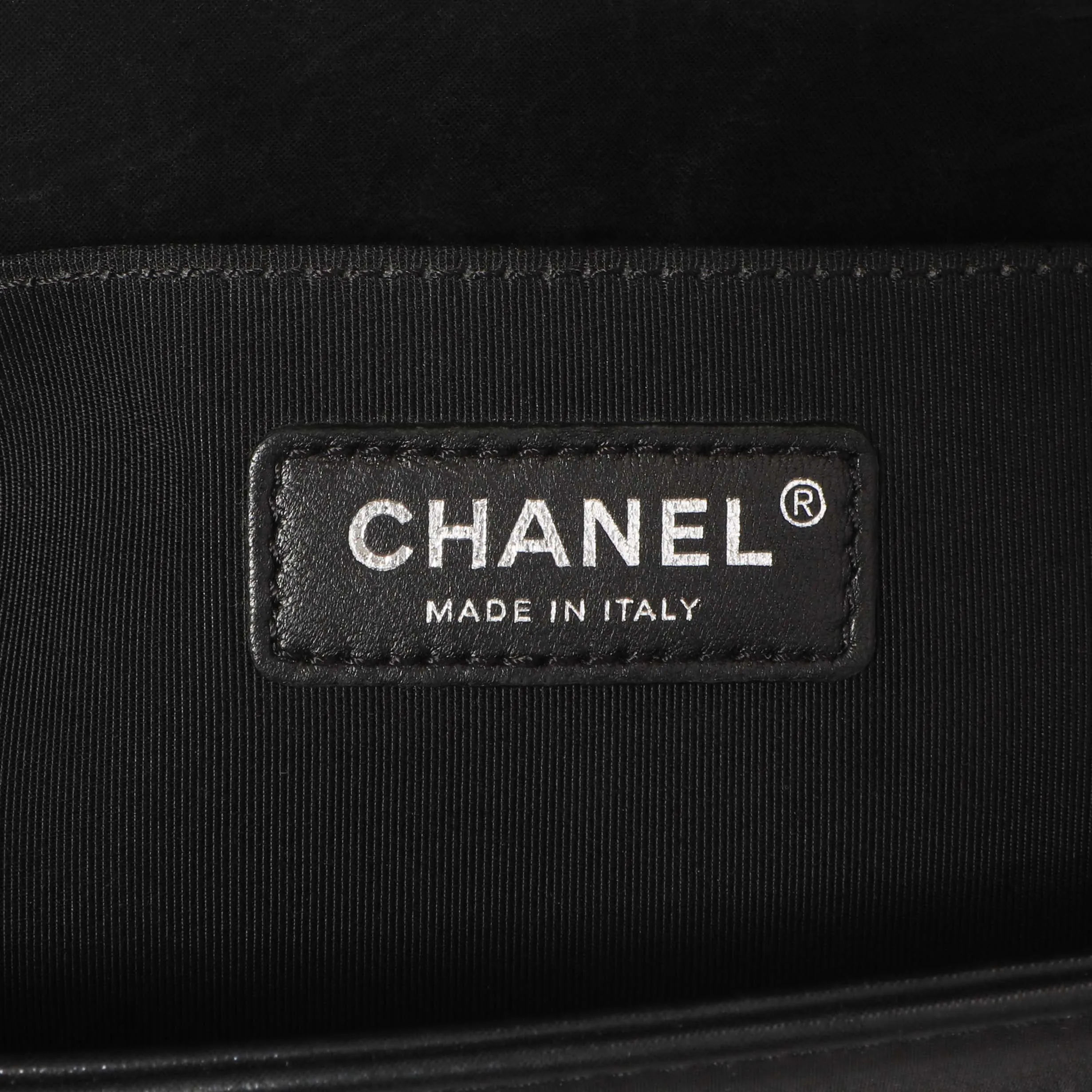 Chanel Black Quilted Iridescent Calfskin Embellished Double Stitch Medium Boy Bag