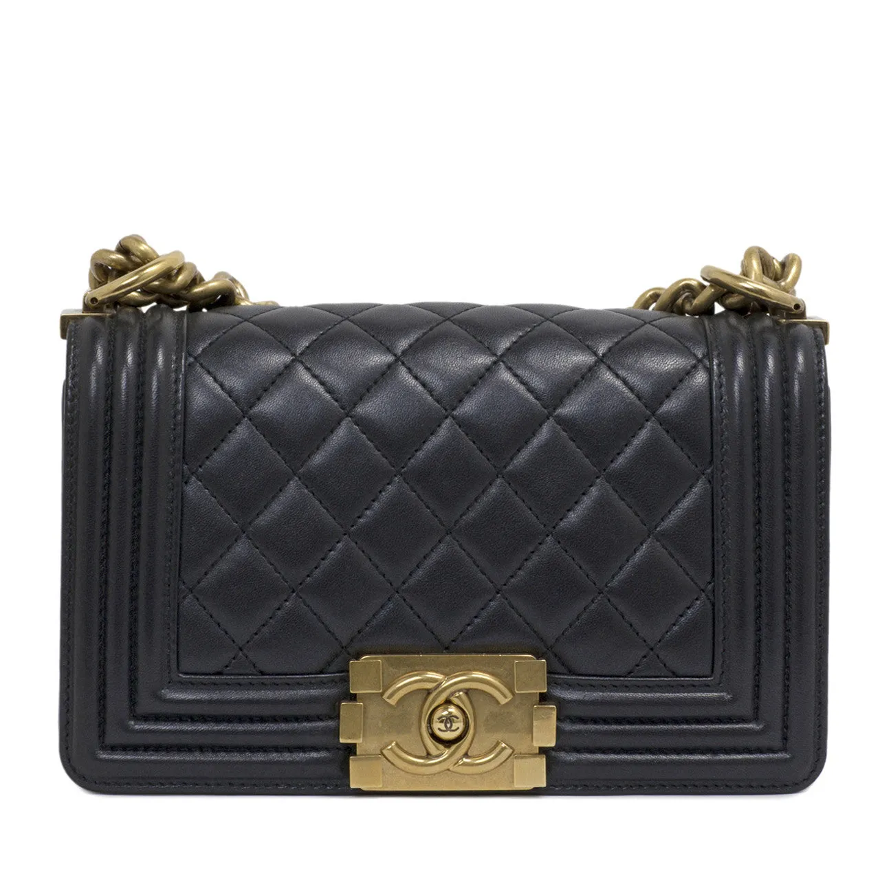 Chanel Black Quilted Lambskin Small Boy Bag