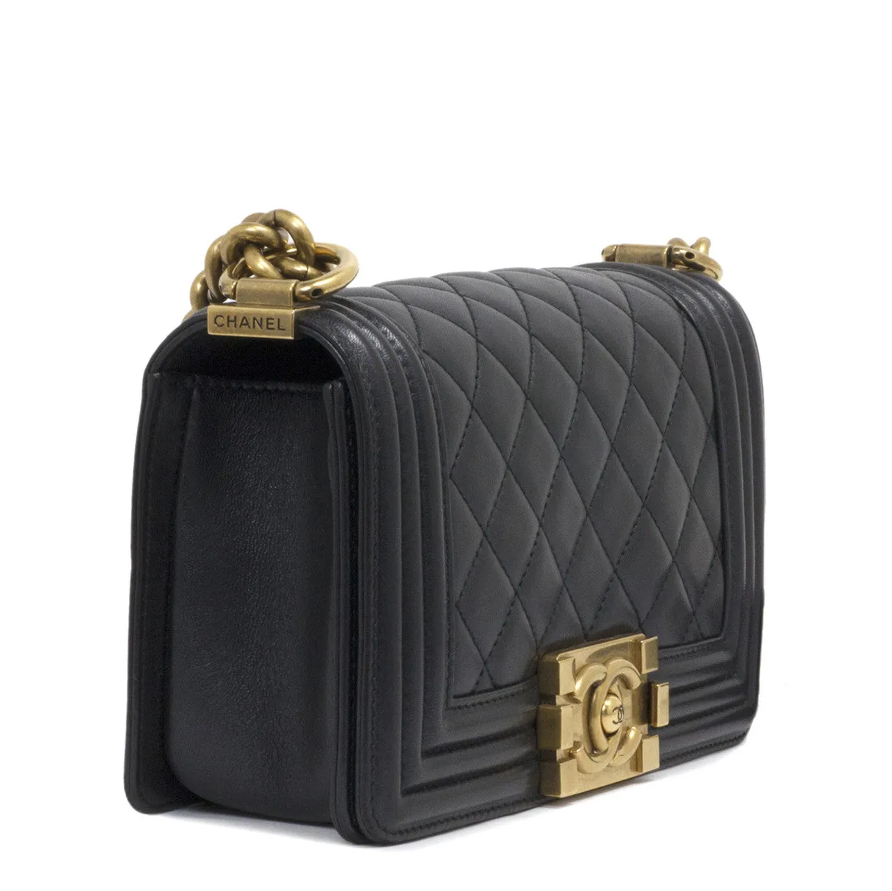 Chanel Black Quilted Lambskin Small Boy Bag