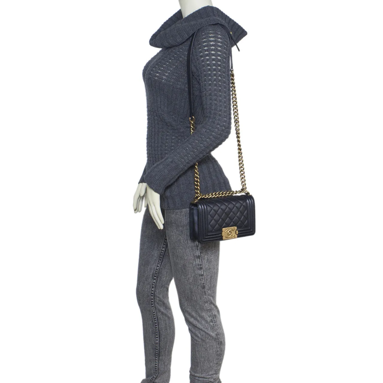 Chanel Black Quilted Lambskin Small Boy Bag
