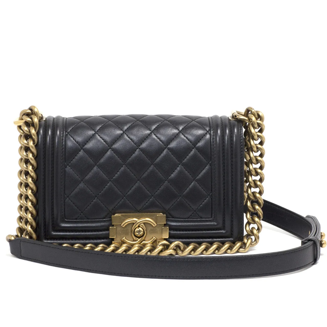 Chanel Black Quilted Lambskin Small Boy Bag