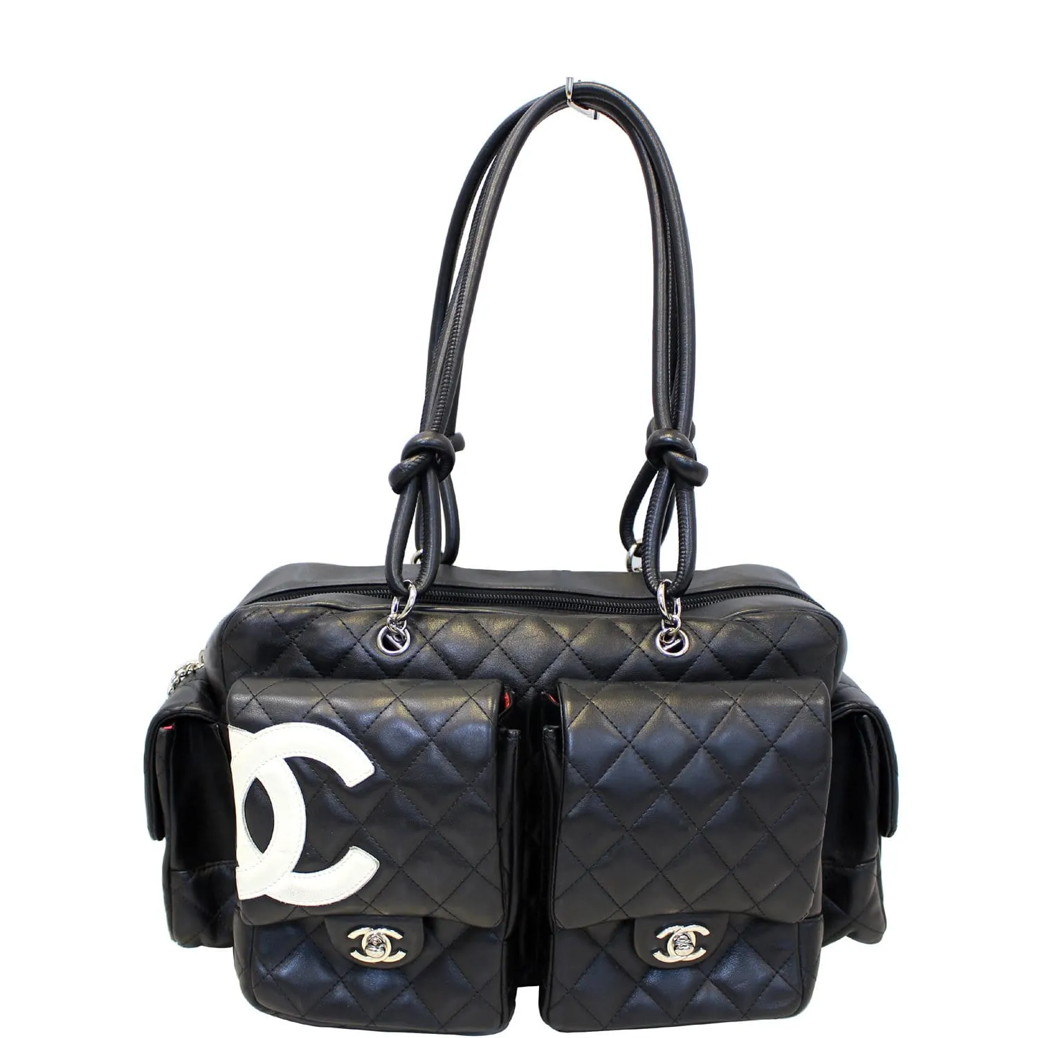 CHANEL Black Quilted Leather Ligne Cambon Reporter Shoulder Bag