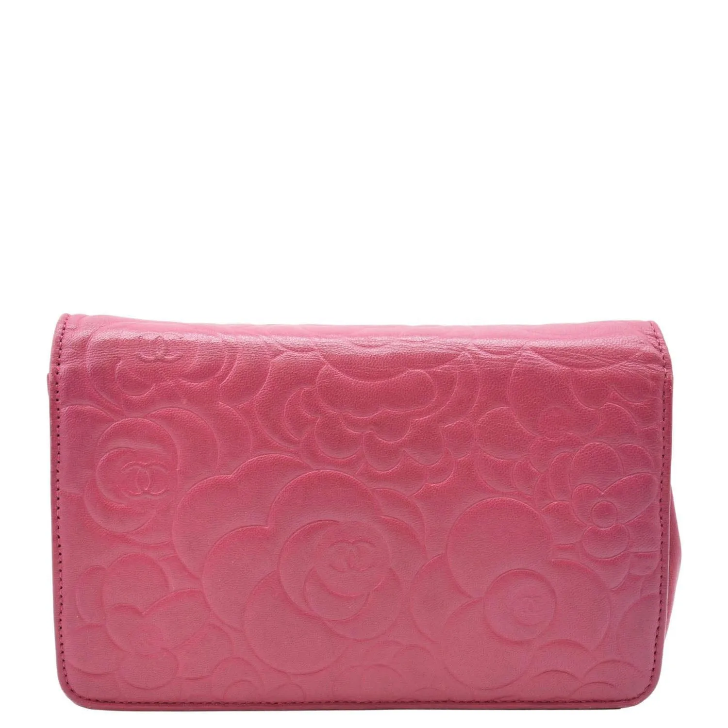 CHANEL Camellia Wallet On Chain Leather Crossbody Bag Fuchsia