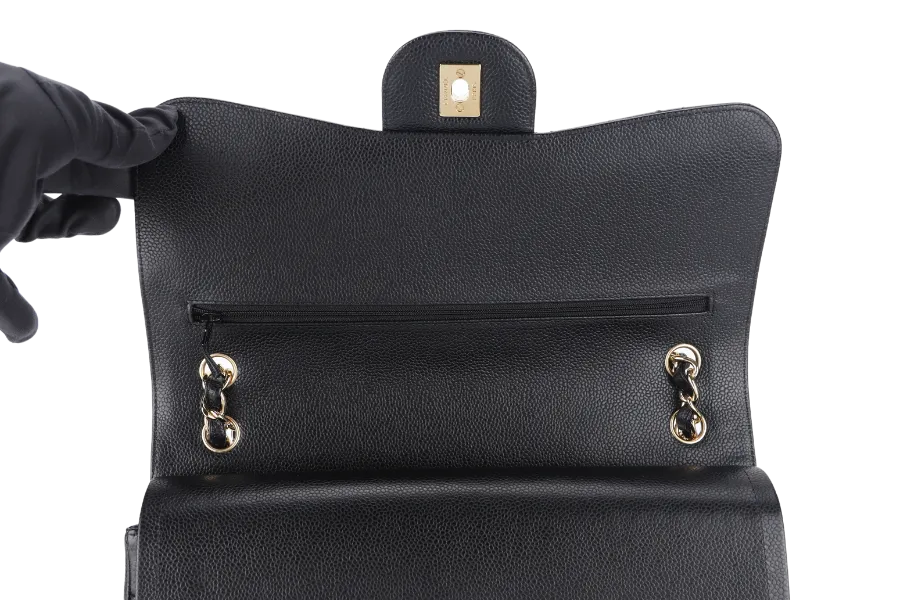 CHANEL CLASSIC FLAP JUMBO (1932xxxx) BLACK GOLD HARDWARE WITH DUST COVER AND BOX
