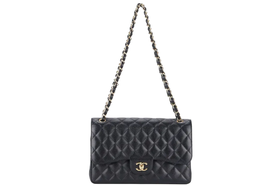 CHANEL CLASSIC FLAP JUMBO (1932xxxx) BLACK GOLD HARDWARE WITH DUST COVER AND BOX