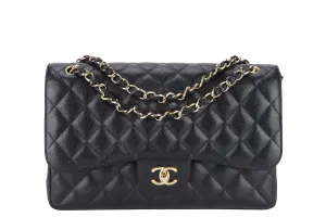 CHANEL CLASSIC FLAP JUMBO (1932xxxx) BLACK GOLD HARDWARE WITH DUST COVER AND BOX