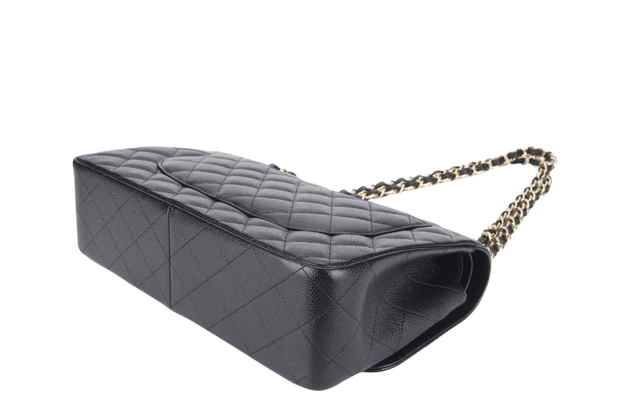 CHANEL CLASSIC FLAP JUMBO (1932xxxx) BLACK GOLD HARDWARE WITH DUST COVER AND BOX