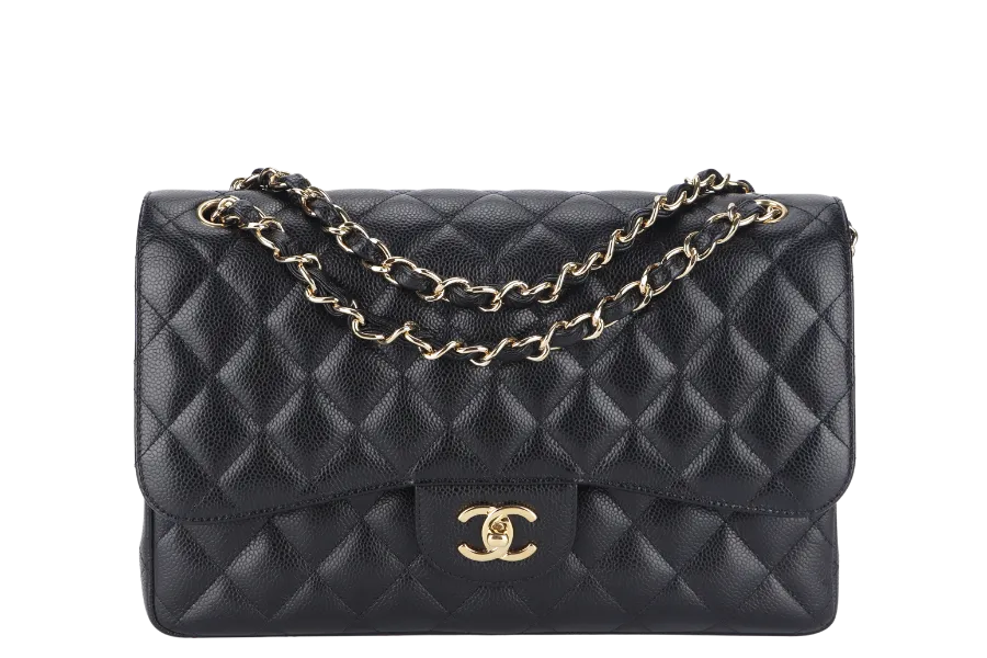 CHANEL CLASSIC FLAP JUMBO (1932xxxx) BLACK GOLD HARDWARE WITH DUST COVER AND BOX