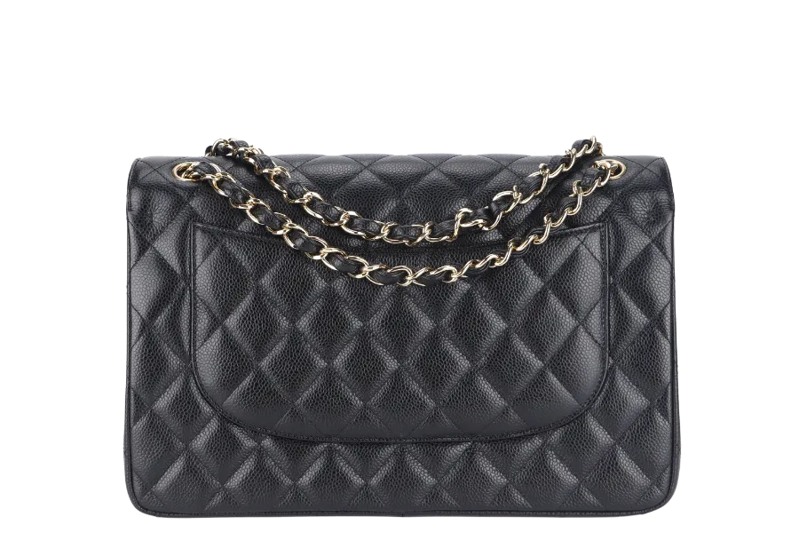 CHANEL CLASSIC FLAP JUMBO (1932xxxx) BLACK GOLD HARDWARE WITH DUST COVER AND BOX