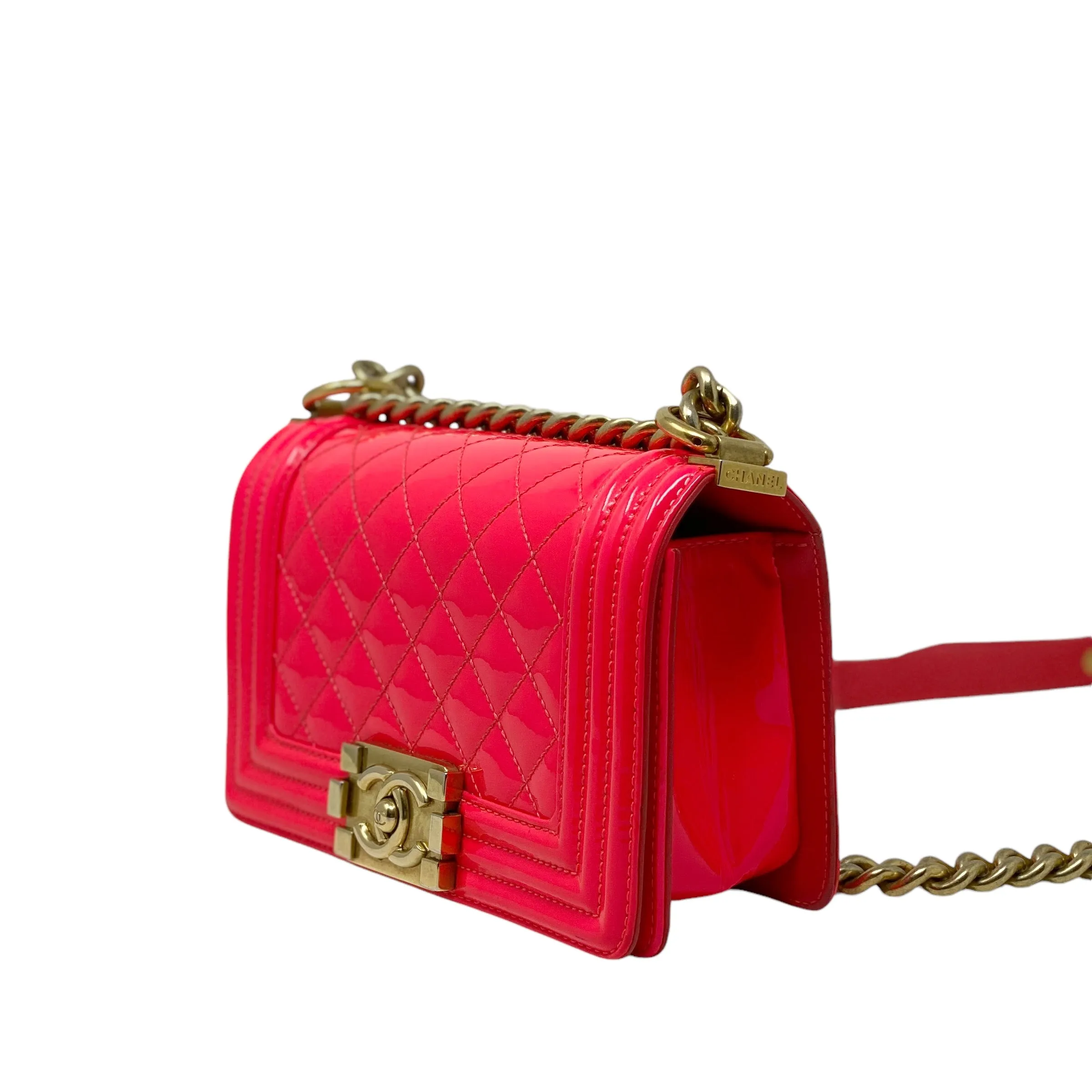 Chanel Pink Patent Small Boy Bag