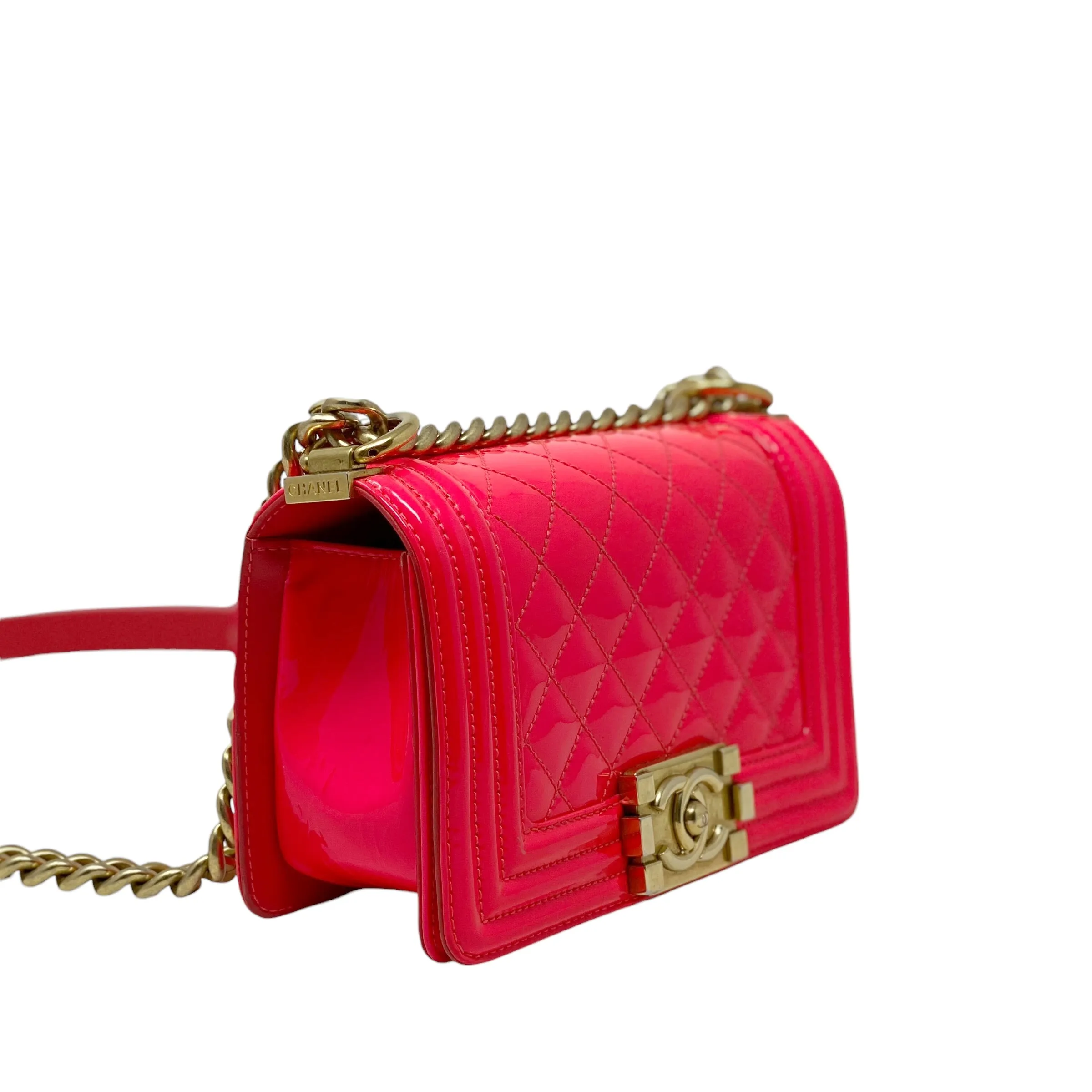 Chanel Pink Patent Small Boy Bag