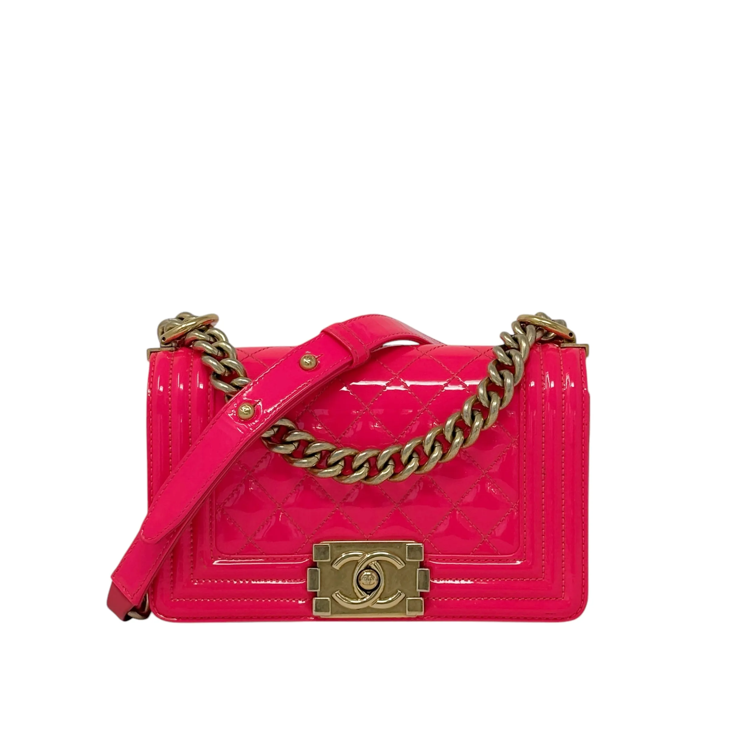 Chanel Pink Patent Small Boy Bag