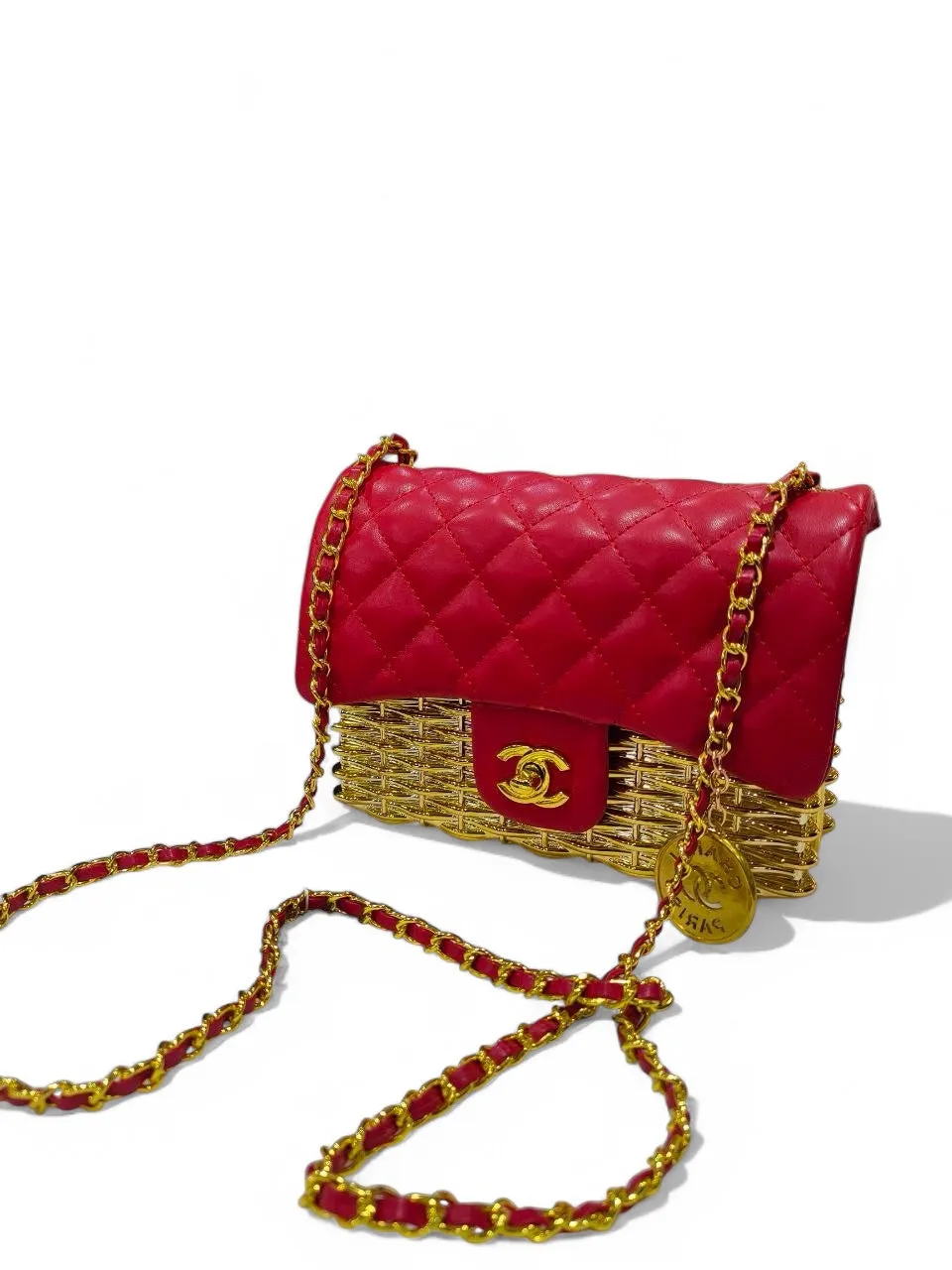 Chanel Quilted Flap Bag with Metallic Woven Base