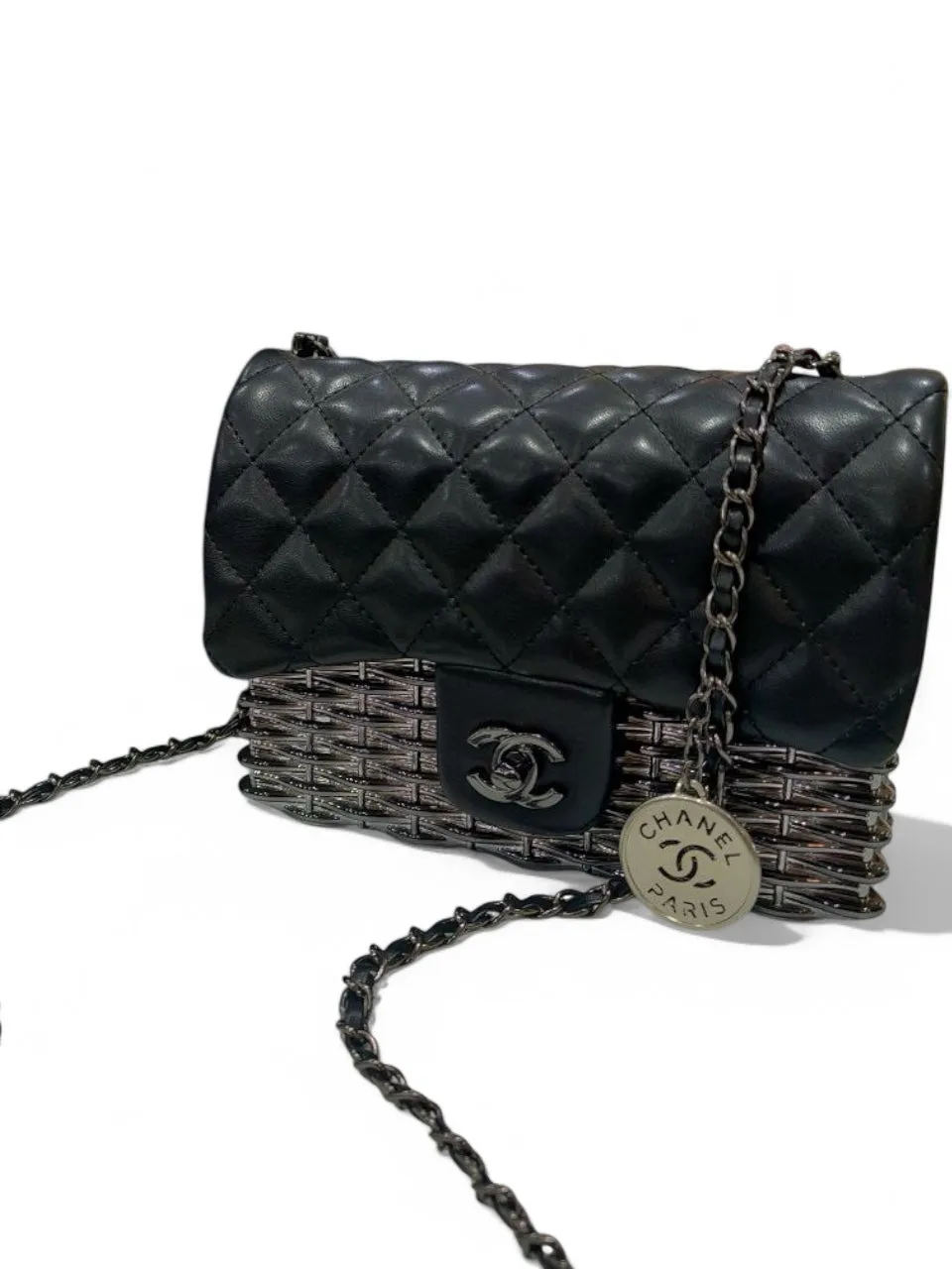 Chanel Quilted Flap Bag with Metallic Woven Base
