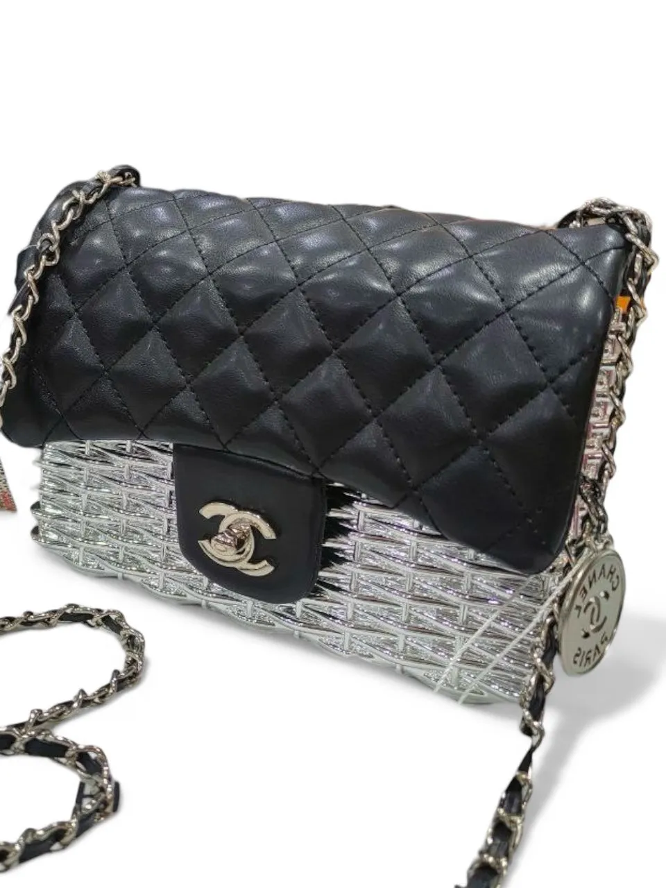 Chanel Quilted Flap Bag with Metallic Woven Base