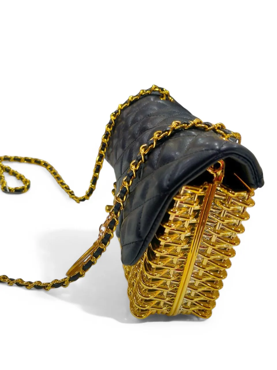 Chanel Quilted Flap Bag with Metallic Woven Base