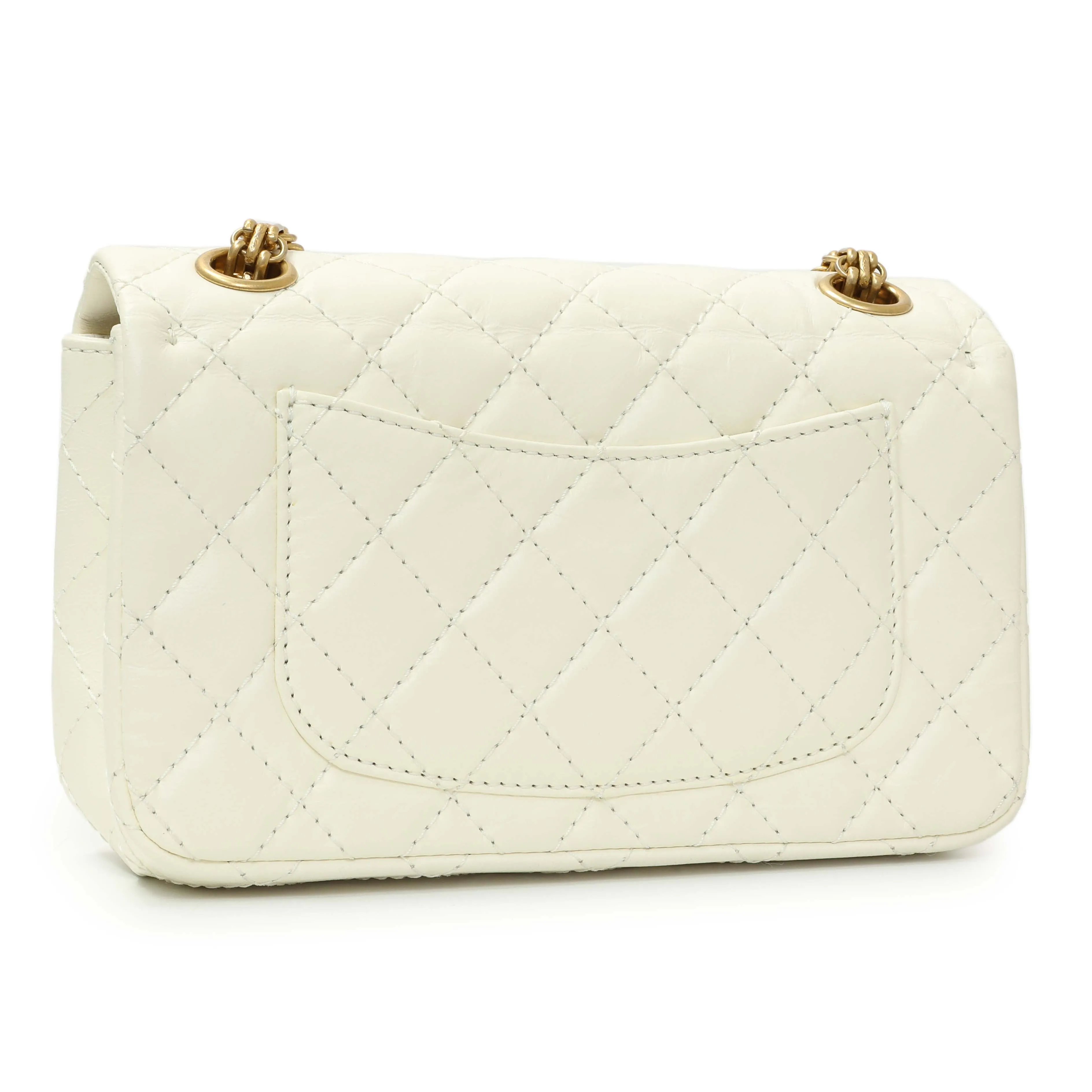 Chanel White Quilted Aged Calfskin 2.55 Reissue Flap 224