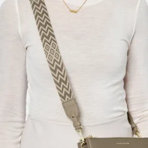 Chevron Canvas Strap In Light Taupe
