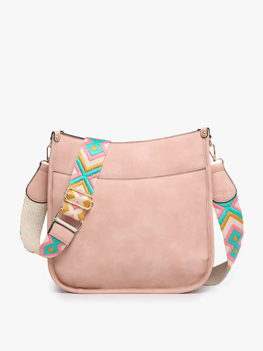 Chloe Crossbody Bag with Guitar Strap in Pink